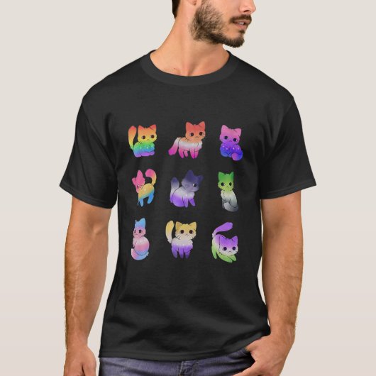 プライドレインボーキャットLGBTQ Tシャツ (正面)