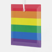 プライドレインボーストライプカラーゲイ国旗 ガラスオーナメント (正面左)