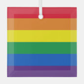 プライドレインボーストライプカラーゲイ国旗 ガラスオーナメント (正面)