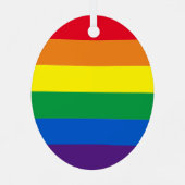 プライドレインボーストライプカラーゲイ国旗 メタルオーナメント (裏面)