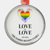 プライドレインボーハートゲイレズビアンLGBTファミリ メタルオーナメント (正面)