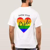 プライドレインボーハートフラグの表示 Tシャツ (裏面)