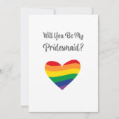 プライドレインボーハートブライドメイド提案カードLGBTQ 招待状 (正面)
