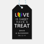 プライドレインボーハートラブは甘いLGBT 結婚の ギフトタグ (正面)
