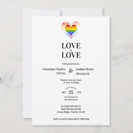 プライドレインボーハートレズゲイ結婚ズ 招待状 (裏面)