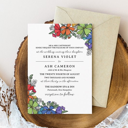 プライドレインボーフォーマルフラワー結婚ズLGBT 招待状