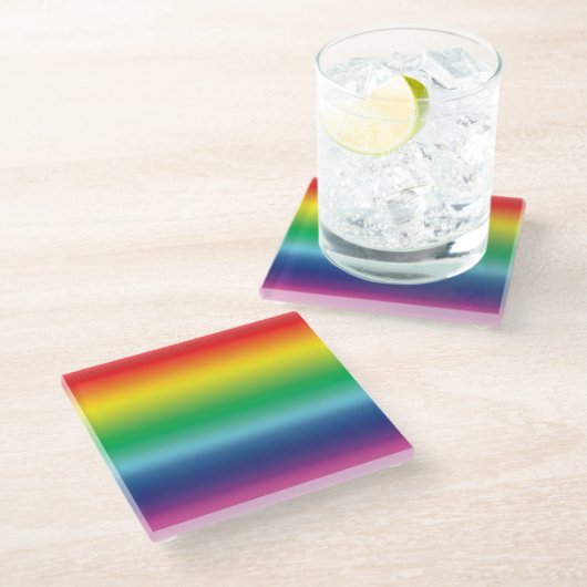 プライドレインボーフラッグカラーlgbt ガラスコースター (アングル)