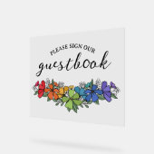 プライドレインボーフラワーズLGBTサインゲストブック アクリルサイン (傾斜)