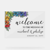 プライドレインボーフラワー結婚ズLGBTの歓迎 アクリルサイン (正面)