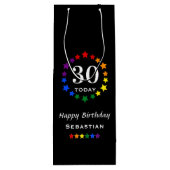 プライドレインボーブラック30今日または任意の年齢の誕生日 ワインギフトバッグ (裏面)