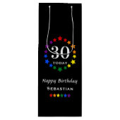 プライドレインボーブラック30今日または任意の年齢の誕生日 ワインギフトバッグ (正面)
