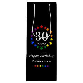 プライドレインボーブラック30今日または任意の年齢の誕生日 ワインギフトバッグ
