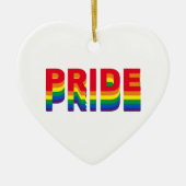 プライドレインボーレトロカラーゲイハートクリスマス セラミックオーナメント (正面)