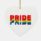 プライドレインボーレトロカラーゲイハートクリスマス セラミックオーナメント (裏面)