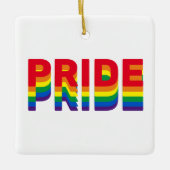 プライドレインボーレトロカラーゲイlgbtqクリスマス セラミックオーナメント (正面)