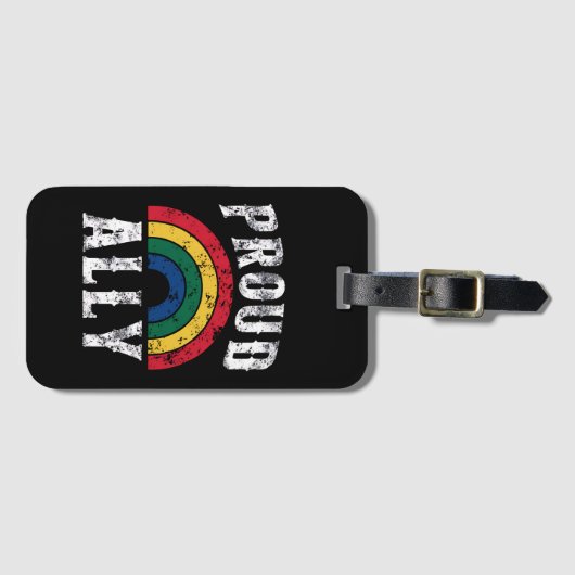 プライドレインボー誇りを持ったリーレズビアンプライドヴィンテージ ラゲッジタグ (正面横)