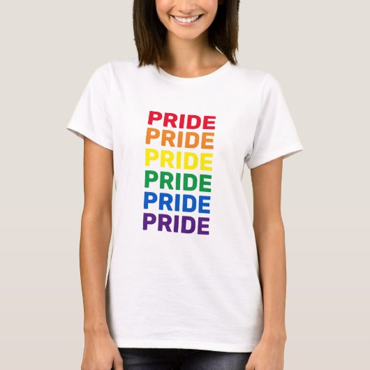 プライドレインボーlgbtゲイ国旗のタイポグラフィモダンカッコいい tシャツ (正面)