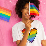 プライドレインボーLGBTQガールズベーシックダークTシャツ Tシャツ<br><div class="desc">プライドレインボーLGBTQガールズベーシックダークTシャツ</div>