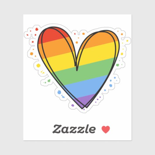 プライドレインボーLGBTQハート結婚ズ シール (シート)