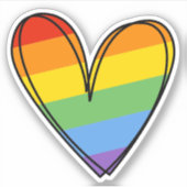 プライドレインボーLGBTQハート結婚ズ シール (正面)