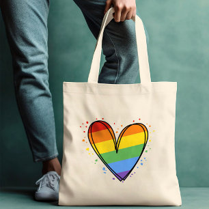 プライドレインボーLGBTQハート結婚ズ トートバッグ