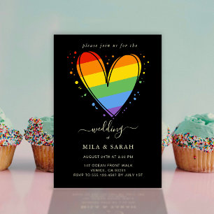 プライドレインボーLGBTQハート結婚ズ 招待状