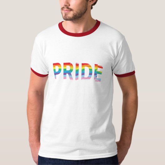 プライドレインボーLGBTQIA国旗クール、リンガーTシャツ Tシャツ (正面)