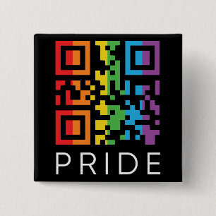 プライドレインボーQRコードLGBTQIA+ 缶バッジ