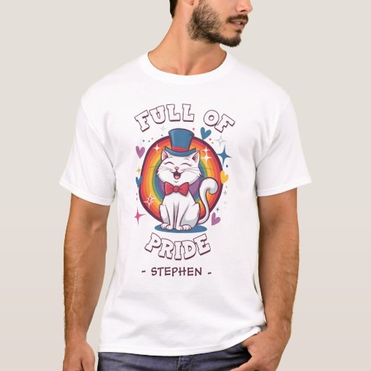 プライド一杯 | LGBTQキャットプライド Tシャツ (正面)