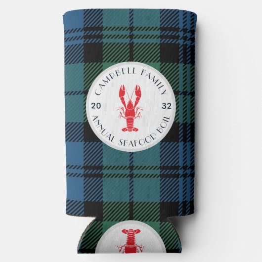 プライド任意の大事な行事ファミリーロブスター沸騰タータンチェック スリム缶クーラー (裏面)