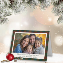 プライド伝統的/タータンチェック折り畳みクリスマスカード