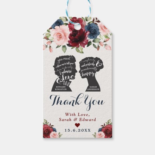 プライド偏見フローラブックオーバー結婚式の引き出物 ギフトタグ (正面)