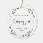 プライド初めてのクリスマスエンゲイグリーンリーベリー セラミックオーナメント (左)