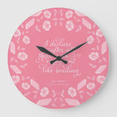 プライド及び偏見のジェーン花のAustenの読書が好きな引用文 ラージ壁時計 (正面)