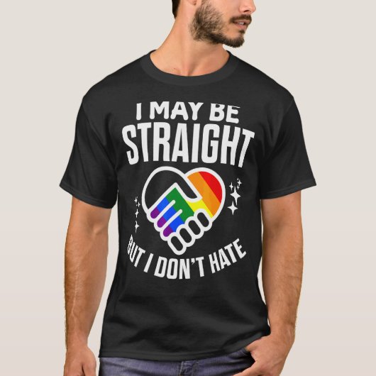 プライド同盟国ストレートをサポートするが憎まない Tシャツ (正面)