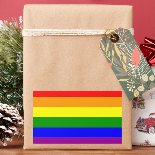 プライド国旗LGBTQIA+レインボーカラー 長方形シール (クリスマス)