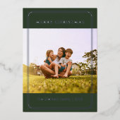 プライド家族の写真幾何学模様クリスマスシルバー 箔シーズンカード (正面)