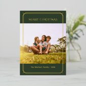 プライド家族の写真幾何学的クリスマス金ゴールド 箔シーズンカード (立ち正面)