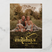 プライド家族の写真書道クリスマス金ゴールド 箔シーズンカード (正面)