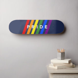 プライド対角LGBTレインボーストライプズONネイビーブルー スケートボード
