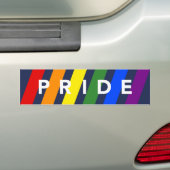 プライド対角LGBTレインボーストライプズONネイビーブルー バンパーステッカー (車上)