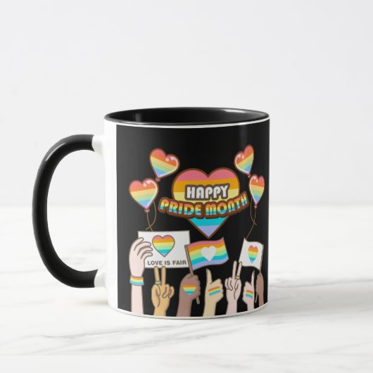 プライド愛。愛は公平なり。プライド月 マグカップ (左)