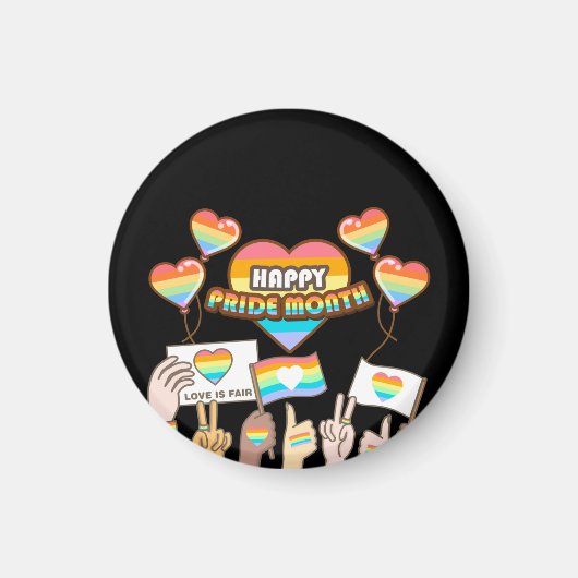 プライド愛。愛は公平なり。プライド月 マグネット (正面)