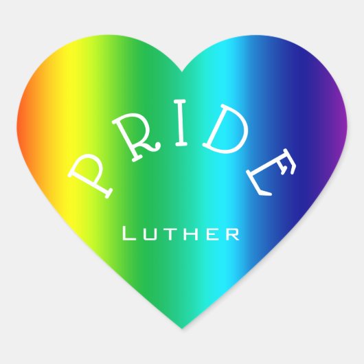 プライド数々の虹色パーソナライズされた ハートシール (正面)