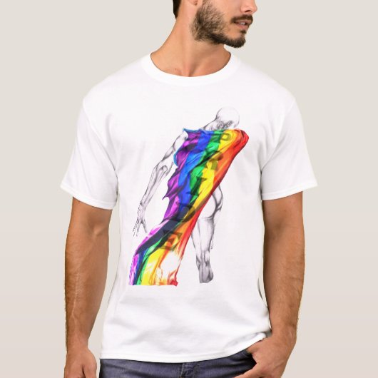 プライド旗を持つ踊る人 Tシャツ (正面)