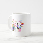 プライド月のシンボルや象徴付き祝人 コーヒーマグカップ (正面左)