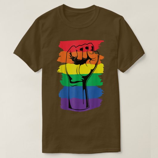 プライド月マーチLGBTレインボーフィストLGBTQゲイPrid Tシャツ (デザイン正面)