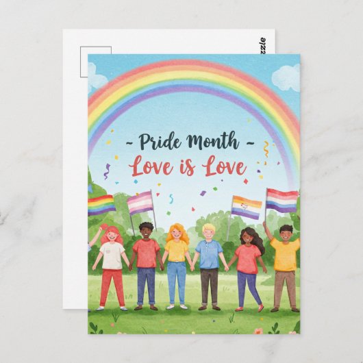 'プライド月 – 愛は愛である' ポストカード (正面/裏面)