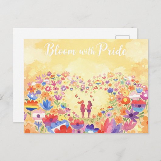 'プライド月 – 開花付きプライド ポストカード (正面/裏面)