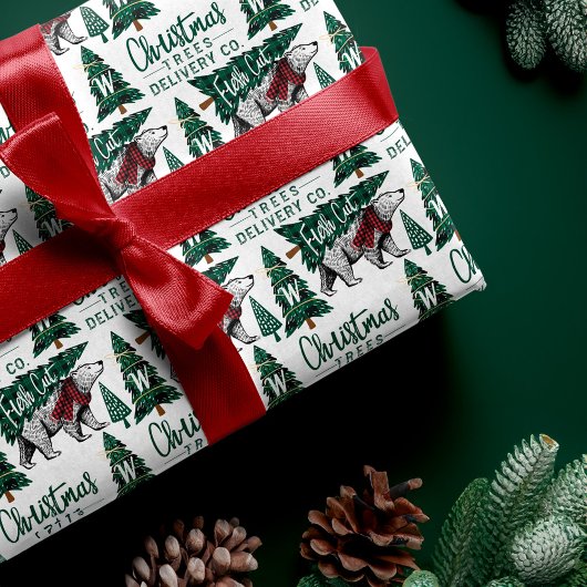 プライド極熊クリスマスツリーデリバリモノグラム ラッピングペーパー